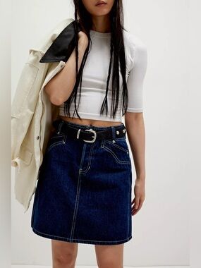 NWT Free People We The Free Suzy Denim Midi Skirt